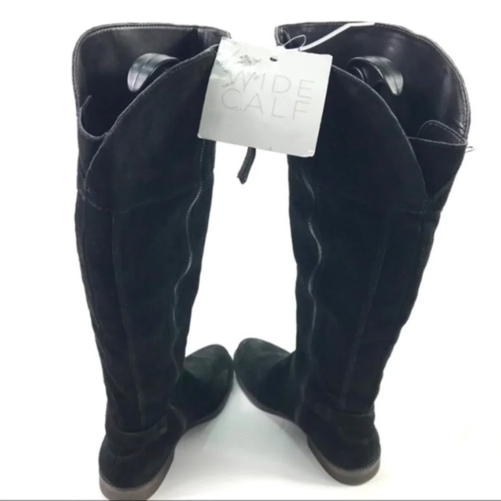 Franco Sarto Women’s Black Suede Wide Calf Boots 5.5M-WC Brand New